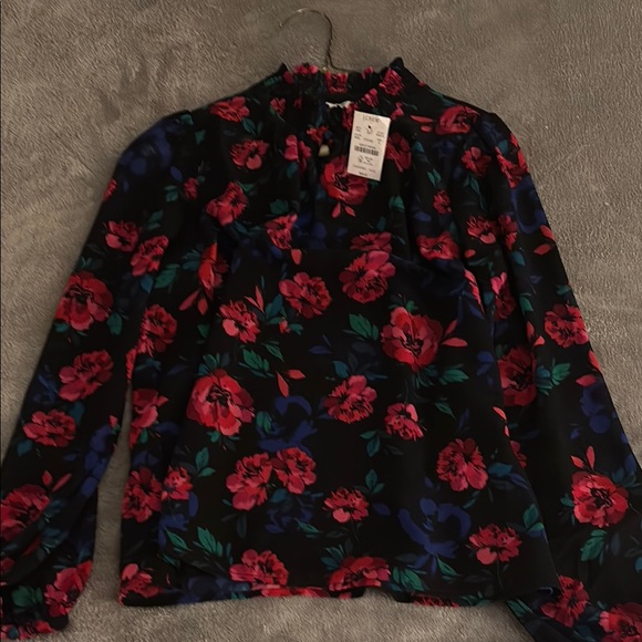 J. Crew Tops - J. Crew Black Ruffled Mandarin Collar Blouse